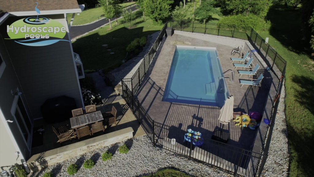 Fiberglass Pool & Paver Patio | Newtown, PA | patio, dining area and landscaping 2